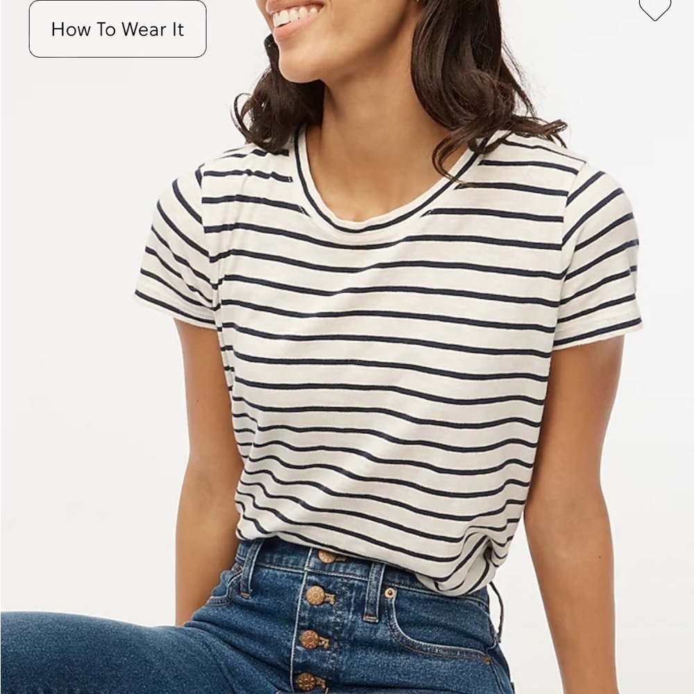 J crew Striped girlfriend crewneck tee nwot